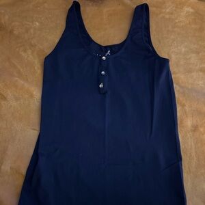 Elegant Navy Buttoned Tank Top